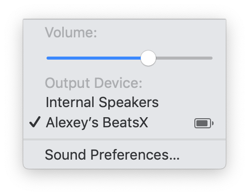 Menu bar sound preferences